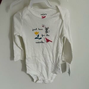 Carters Onesie Longsleeve White Baby Girl Size 9 Months NWT Gift